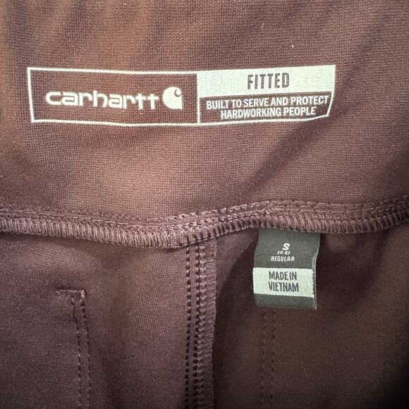 Carhartt Force Fitted Midweight Utility Legging Womens SMALL Brown Zip Pocket - Picture 11 of 13